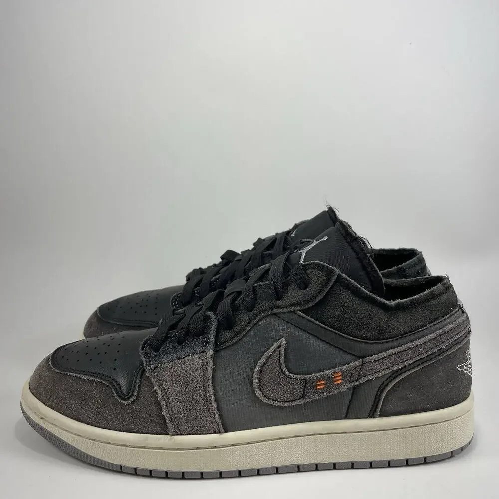 Jordan 1 Low Craft Inside Out Black Suede Mens Size 7 Casual Classic Lace Up